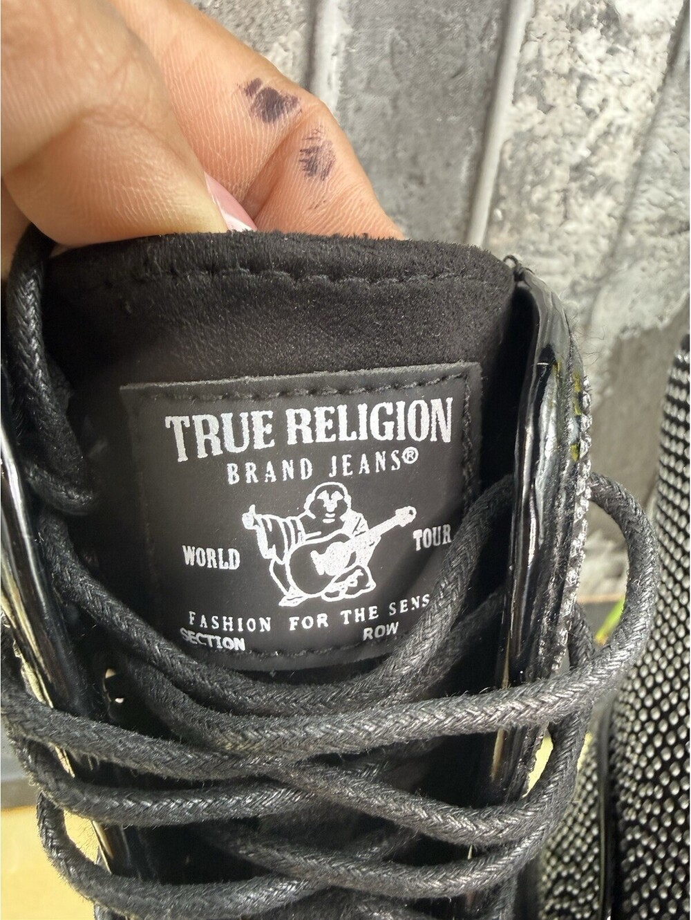 True Religion GEE Studded Combat Ankle Boots Lace-Up Zip Platform Logo 7 - Picture 7 of 15